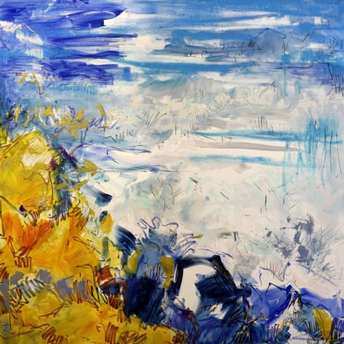 Effervescence Waterfall Abstract 72" x 72" | Oil And Acrylic Painting in Paintings by Dorothy Fagan Fine Arts