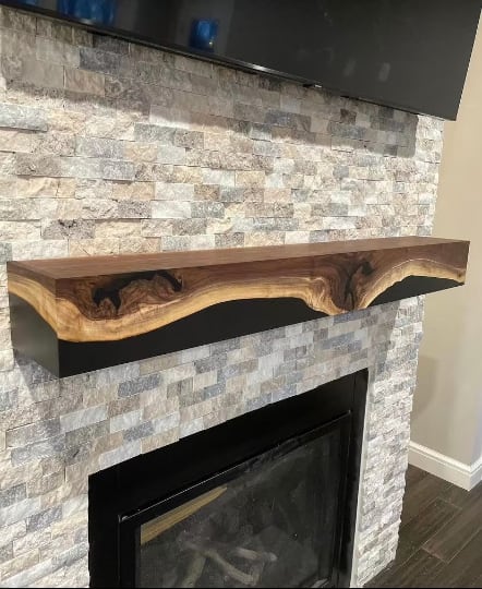 Walnut Suspended River Mantel | Storage by TRH Furniture