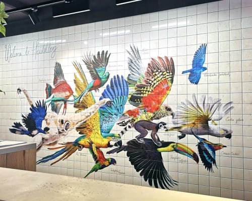 Reception Area mural | Murals by Romina Rosa | NinetyNine Munich Airport in Hallbergmoos