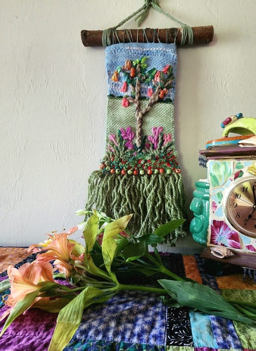 Angel Trumpet Tree | Embroidery in Wall Hangings by PEGGY OBERLIN/Bohograndmapeg/Story Tale Weaving