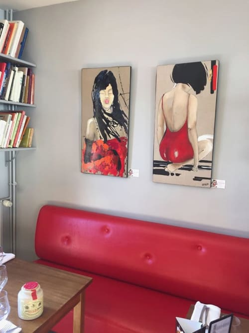 Painting (Lady in red) | Paintings by Carole Géniès | L'atelier Terroir in Chartres