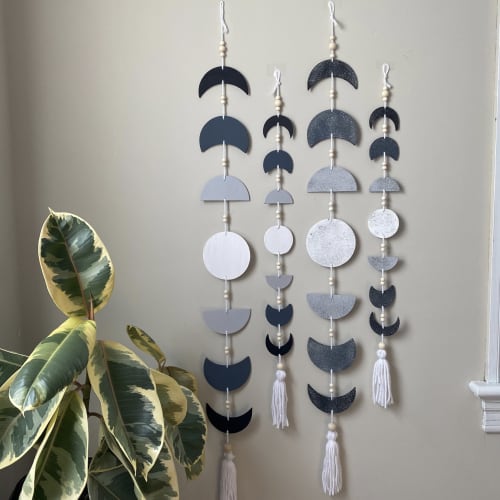 Wooden Moon Phase Wall Hanging | Wall Sculpture in Wall Hangings by Over the Knotted Moon
