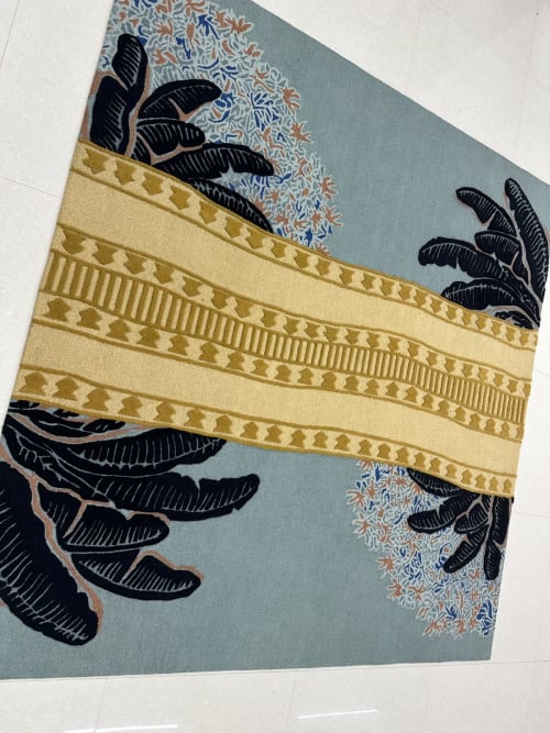 Contemporary Botanical Hand-Tufted Wool Rug | Rugs by Sitara Rugs