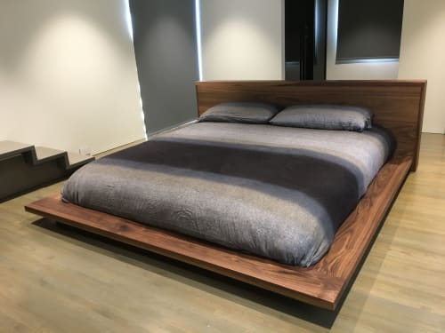 Walnut Platform Bed And Headboard | Beds & Accessories by Bear Mountain Woodworking