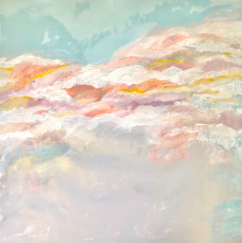 SOLD - 'WATCHiNG THE ORANGE CLOUDS' painting by Linnea Heide | Oil And Acrylic Painting in Paintings by Linnea Heide contemporary fine art