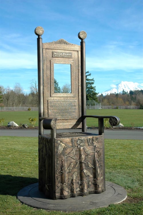 The Mount Rainier Vision Chair | Public Sculptures by Caldwell Sculpture Studio | Graham-Kapowsin High School in Graham