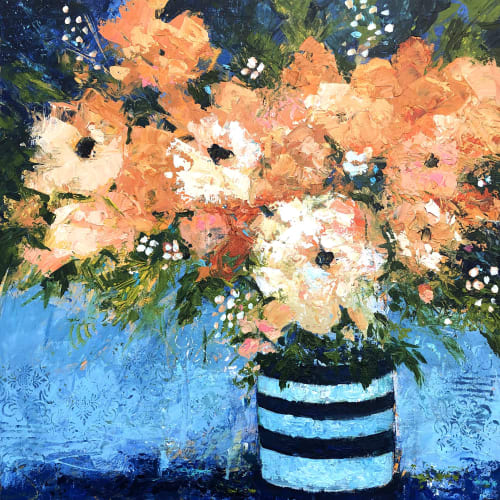 Full Bloom - Colorful Floral Painting on Canvas | Oil And Acrylic Painting in Paintings by Filomena Booth Fine Art