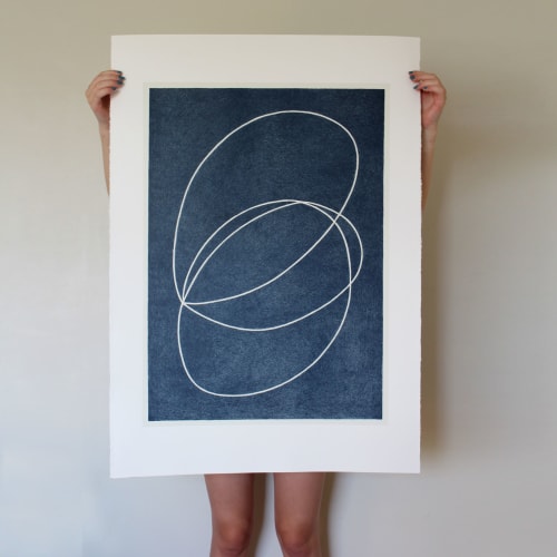 'Linear Drawing No 4 (blue)' - handmade silkscreen print