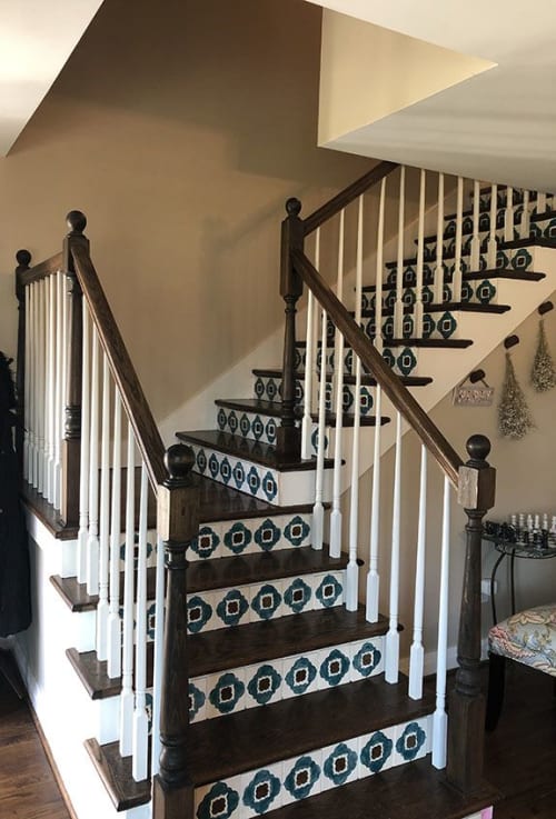 Custom Stair Riser Tiles | Tiles by Kristen Falkirk - Falkirk Tileworks