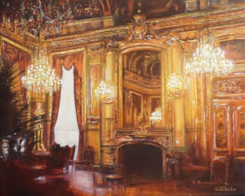 “Parisian Chandeliers” Painting | Oil And Acrylic Painting in Paintings by Lesley Anne Derks