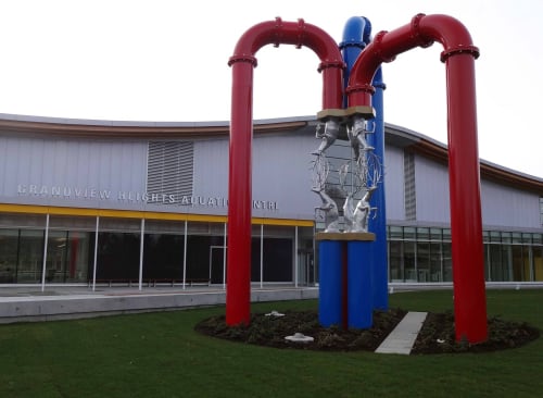 CIRCULATION (sculpture A) | Public Sculptures by COOKE-SASSEVILLE | Grandview Heights Aquatic Centre in Surrey