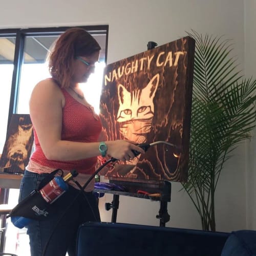 Naughty Cat Torch Painting | Paintings by Hollie Berry | Naughty Cat Cafe in Chattanooga
