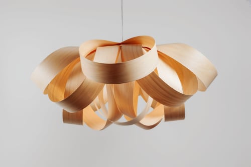 Gross Lamp Light-Chandelier Lighting-wood veneer | Chandeliers by Traum - Wood Lighting | Garden mercado vegetariano in Mar del Plata