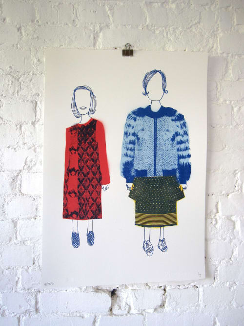 Owl Girl and Polka Skirt | Paintings by Adam Hemuss