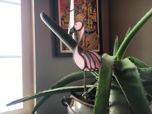 Pink Flamingo Garden Stake | Art & Wall Decor by Gold Fever Glass / Courtney Baker