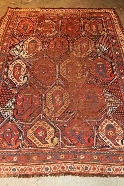 Antique Paisley Geometric Beige Red and Blue Wool Persian | Rugs by Rug and Kilim