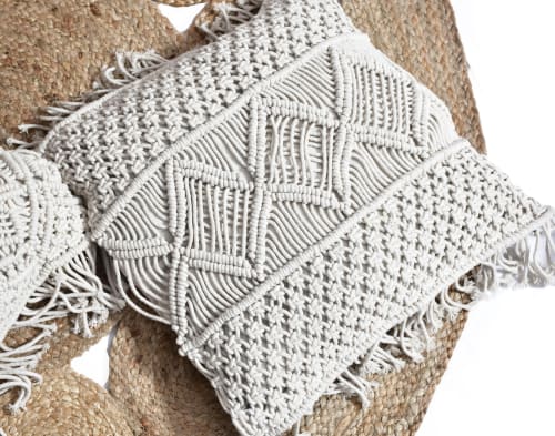 Ella Artisanal Macrame Cushion Cover _handcrafted textile | Pillows by Humanity Centred Designs