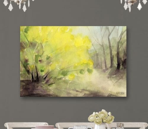 "Forsythia Central Park" giclée canvas print | Paintings by Beverly Brown
