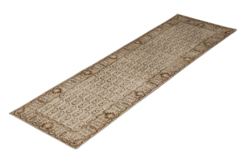 Hand-Knotted Boteh Runner Beige-Brown and Blue Classic Rug | Area Rug in Rugs by Rug and Kilim