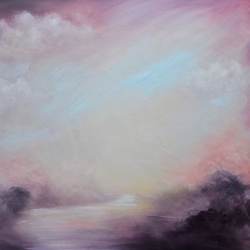 Evocation of the dawn - Warm abstract landscape painting | Paintings by Jennifer Baker Fine Art