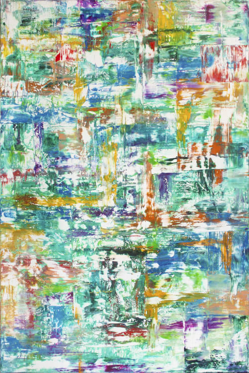 Tropical Day | Oil And Acrylic Painting in Paintings by Jill Krutick | Jill Krutick Fine Art in Mamaroneck