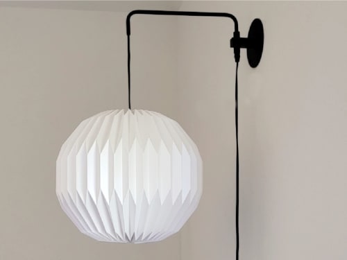 Industrial sconce with pleated round lampshade | Sconces by Studio Pleat