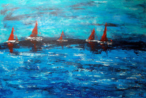 Sailing through a blue world | Paintings by Elena Parau