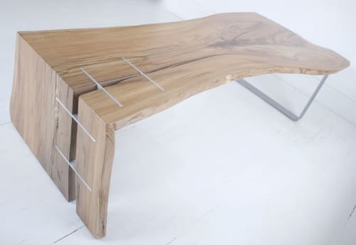 Elm + Silver Inlay Waterfall Tables | Tables by Wolf Wood Co | Googleplex in Mountain View