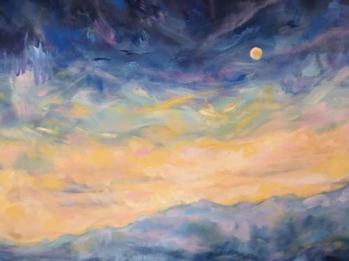 Moon over the valley | Paintings by charley jones