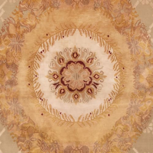 Rug & Kilim's Aubusson Inspired Floral Cream and Gold Wool | Area Rug in Rugs by Rug and Kilim