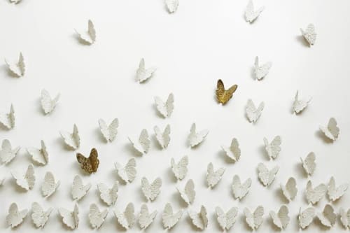Extra Large Artwork 3D painting 120 Porcelain Butterflies | Art & Wall Decor by Elizabeth Prince Ceramics