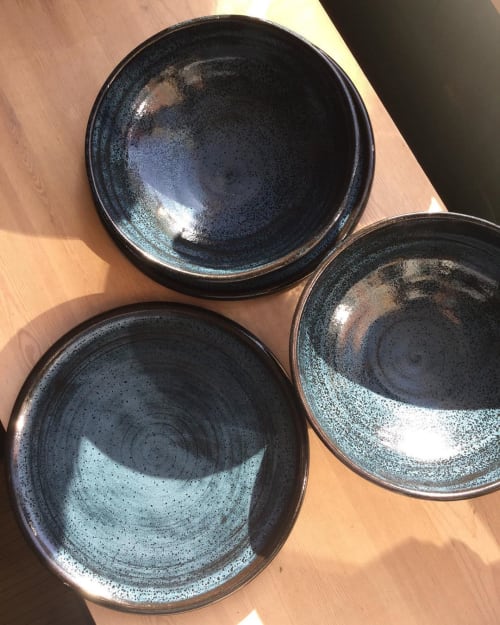 Denim Blue Ceramic Bowls and Plate | Tableware by Akiko's Pottery | Akiko's Pottery in Seattle
