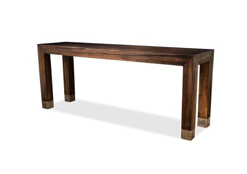 Modern Argentine Rosewood Console Table with Bronze Sabots | Tables by Costantini Design