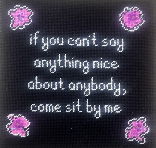 hand-embroidered needlepoint GOSSIP GIRL pillow * OOAK | Pillows by Mommani Threads