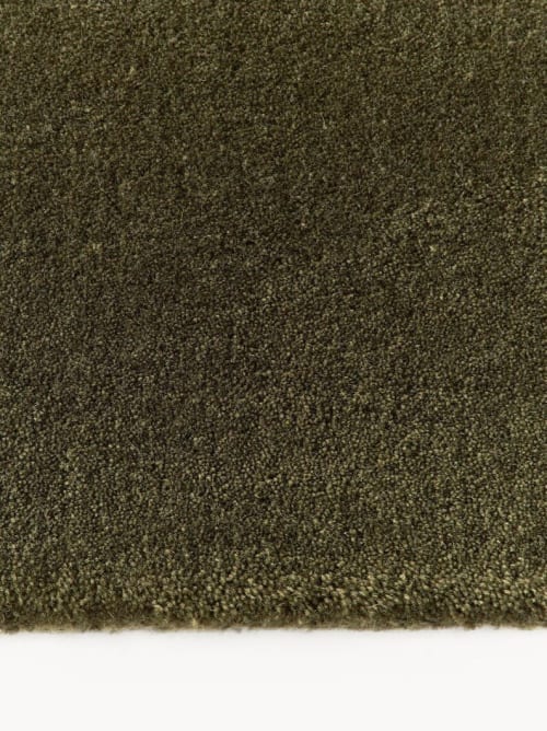 Solid Olive Green Hand Tufted Wool Rug | Rugs by Krafcreation