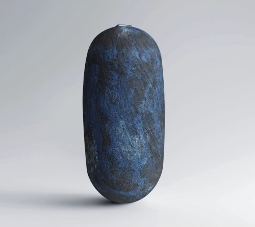 BLUE CYCLADES sculptural ceramic vase | Vases & Vessels by Àlvar Martínez Mestres