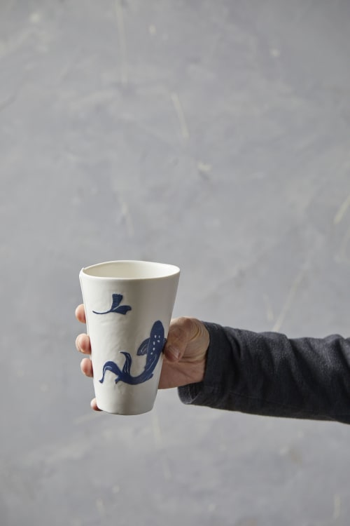 Porcelain Coffee Mug Koi Fish | Drinkware by ShellyClayspot