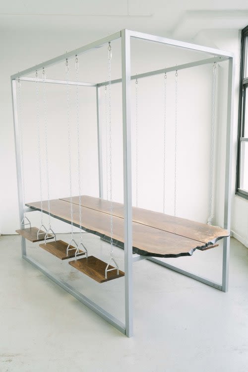 Grey 6-Seater SwingTable Walnut Live-Edge Slab | Picnic Table in Tables by SwingTables
