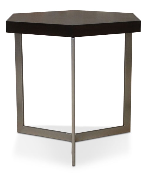 Nicoli Modern Hexangonal Side Table in Steel and Rosewood | Tables by Costantini Design