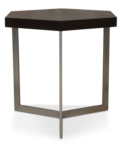 Nicoli Modern Hexangonal Side Table in Steel and Rosewood | Tables by Costantini Design