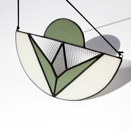 Aida Stained Glass Suncatcher in Sage | Glasswork in Wall Treatments by Studio Adeline