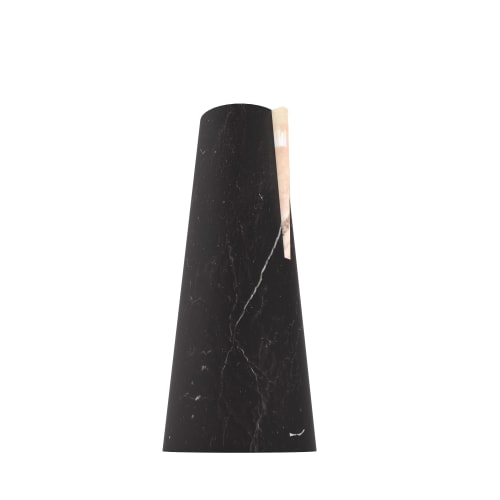 "Elara" Flower vase in Black Marquina and Pink marble | Vases & Vessels by Carcino Design
