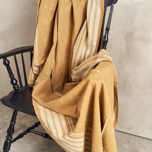 Reyti Ochre Organic Cotton Handloom Throw | Linens & Bedding by Studio Variously