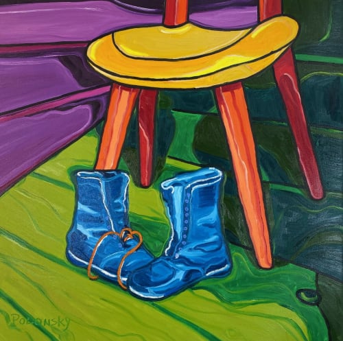 Interior - Blue Boots & Chair | Paintings by B Polonsky Artworks