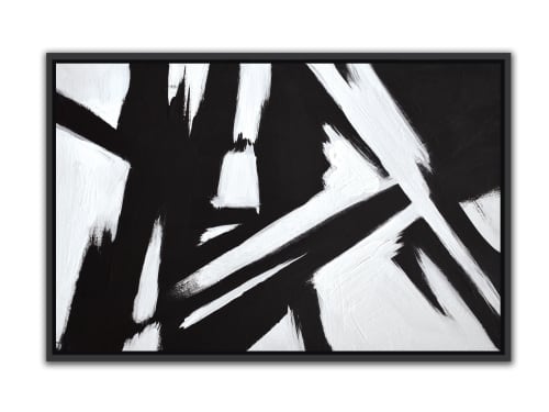 Abstract Black & White Slash No. 1 | Paintings by Nicolette Atelier