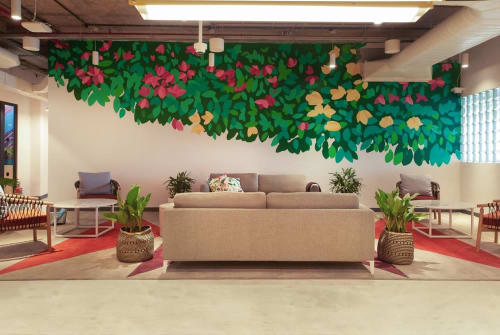 By the bougainvilleas | Murals by Neethi | WeWork Zenia in Thane