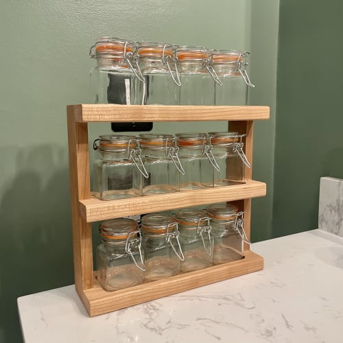 Wooden spice rack with glass jars new arrivals