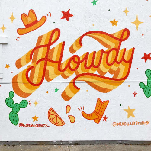 Howdy Mural | Murals by Steffi Lynn | Mend Hair Studio in Fort Worth