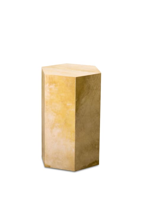 Goatskin Minimal Side Table by Costantini, Pergamino Hex | Tables by Costantini Design