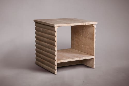 Travertine Nightstand. Marble Side Table. | Tables by HamamDecor LLC